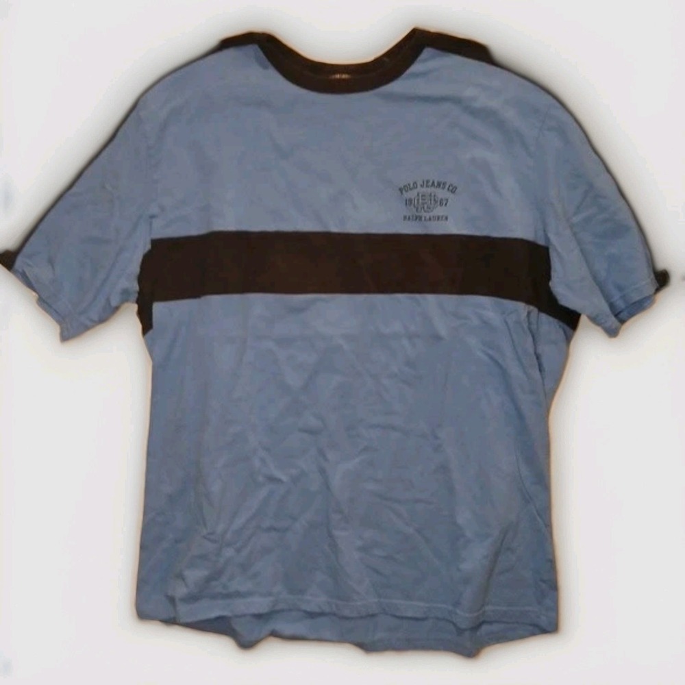 Polo Ralph Lauren Shirt Preppy short Sleeve Size XL Blue Gray Vintage 90s